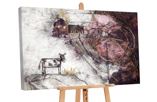 Gemälde "Interessante Geschichten" surrealistische Handlung in Pastellfarben