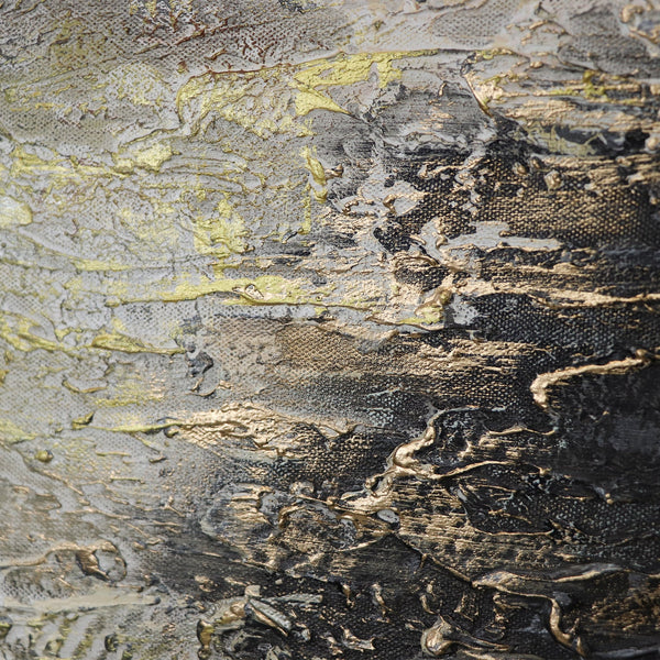 Gemälde "Kraft der Elemente" abstrakte Energie der Natur in Gold und Grau