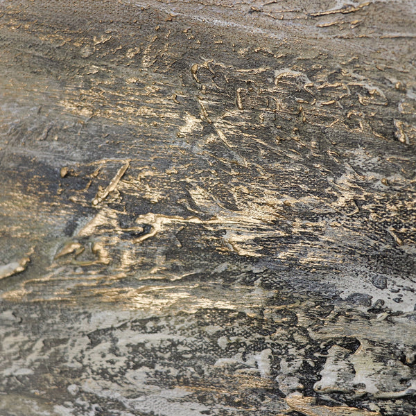 Gemälde "Kraft der Elemente" abstrakte Energie der Natur in Gold und Grau