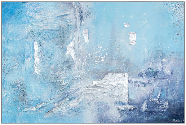 Gemälde „Azurblau“ Texturtiefe mit Schattierungen von Himmel und Wasser