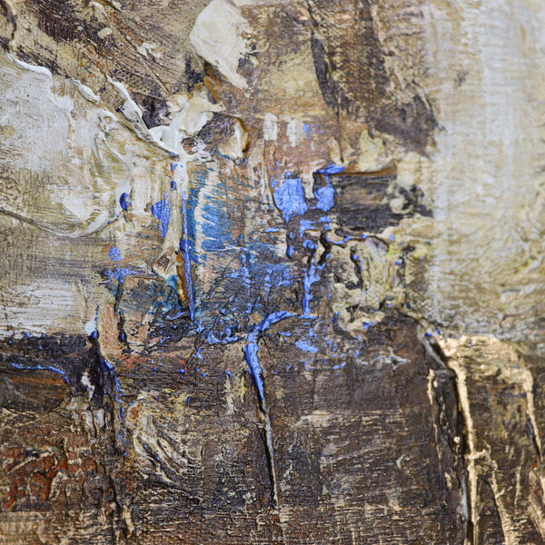 Gemälde "Ultramarin" abstraktes Motiv in einer blau-goldenen Palette