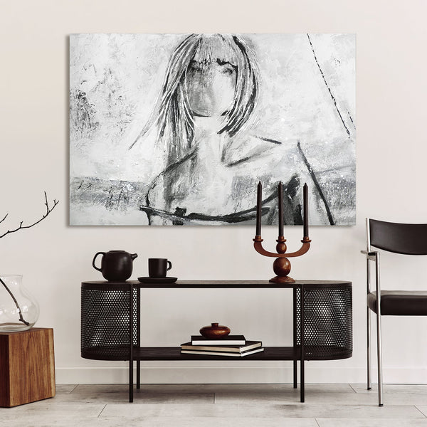 Gemälde "Charme" moderne weibliche Figur im minimalistischen Stil