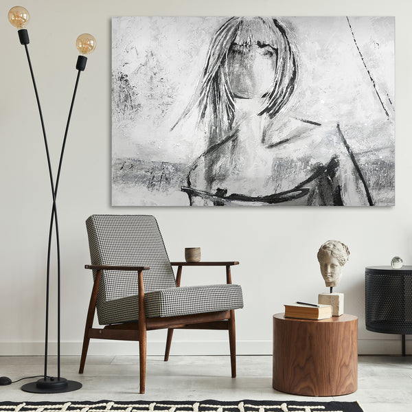 Gemälde "Charme" moderne weibliche Figur im minimalistischen Stil