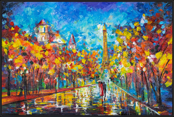 Gemälde "Abend in Paris" helle Stadtlandschaft mit dem Eiffelturm