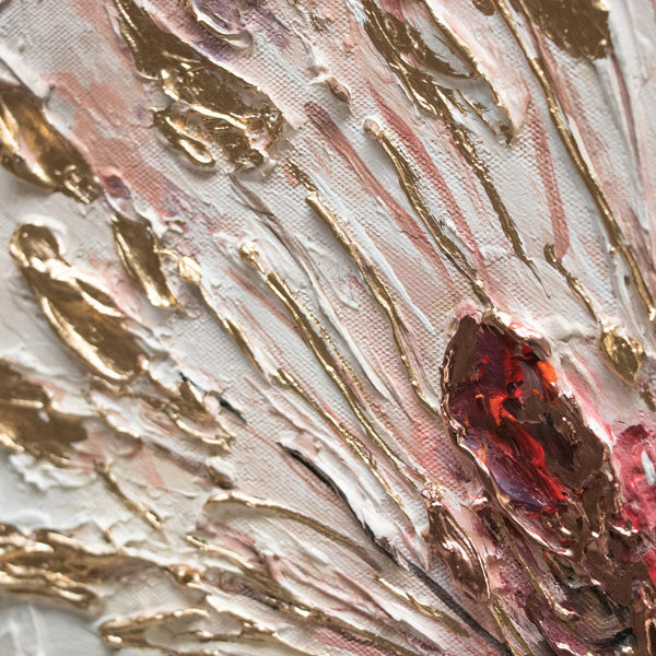 Gemälde "Malve" große Blume mit goldenen Akzenten