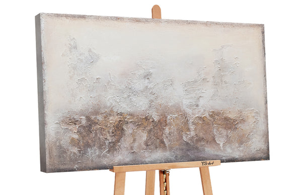 Gemälde „Glanz“  abstraktes Motiv in Beige- und Grautönen.