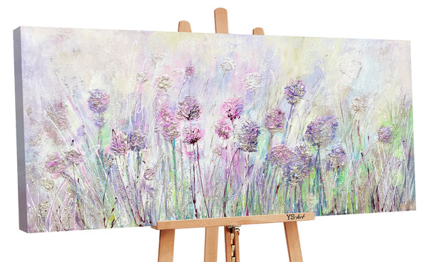 Gemälde „Wildblumen“ Schöne Blumen in Rosa- und Lilatönen