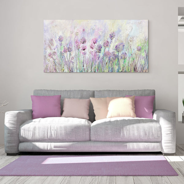 Gemälde „Wildblumen“ Schöne Blumen in Rosa- und Lilatönen