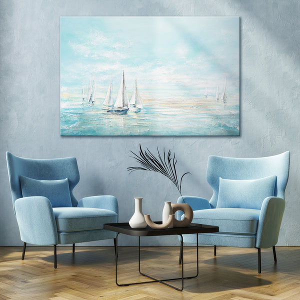 Gemälde "Blaues Meer" Meereslandschaft in Aquarelltönen