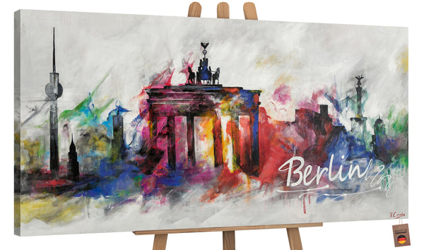 Gemälde „Berlin“  farbenfroher Urbanismus und Stadtsilhouetten