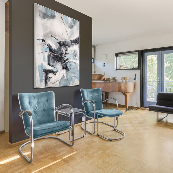 Gemälde „Gefrorene Impulse“ abstrakte Energie in einer eisigen Palette