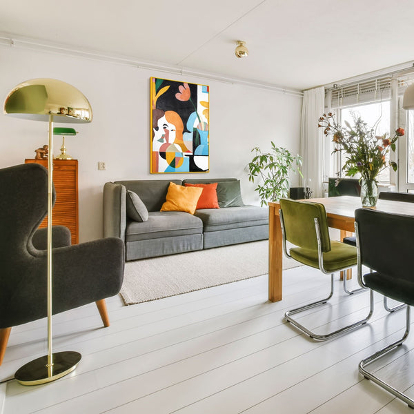 Gemälde „Dialog in Farben“ moderne figurative Abstraktion mit floralen Elementen