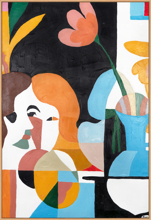 Gemälde „Dialog in Farben“ moderne figurative Abstraktion mit floralen Elementen