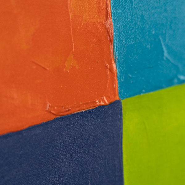 Gemälde "Stadt in Farbe" helle geometrische Abstraktion mit architektonischen Motiven