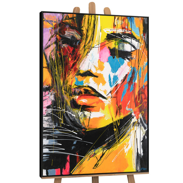 Gemälde „Schrei der Farben“ ausdrucksstarkes Frauenporträt im Hochformat