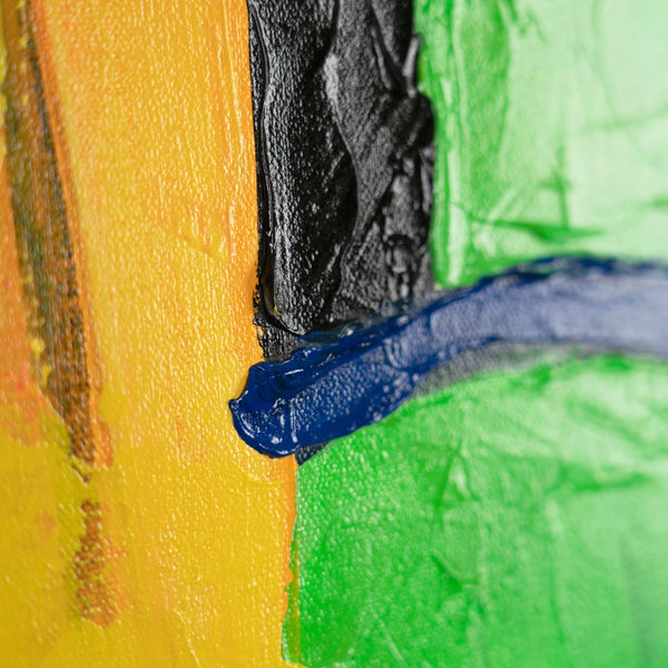 Gemälde "Tropisches Motiv" vertikale Abstraktion mit leuchtenden Farben