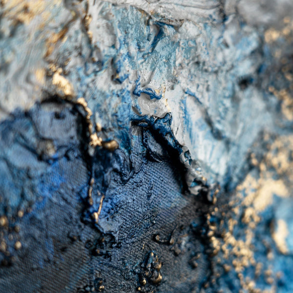 Gemälde "Blauer Fluss" horizontale Abstraktion mit tiefen Schattierungen
