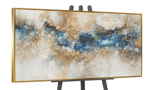 Gemälde "Blauer Fluss" horizontale Abstraktion mit tiefen Schattierungen