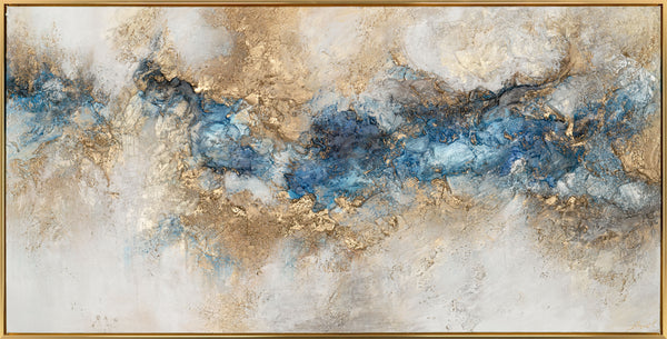Gemälde "Blauer Fluss" horizontale Abstraktion mit tiefen Schattierungen