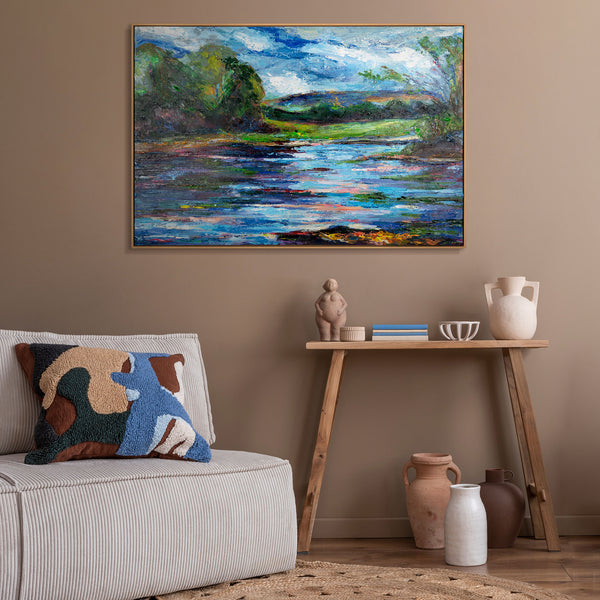 Gemälde "Spiegel der Natur" horizontale Landschaft in der Impasto-Technik
