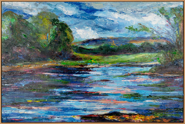 Gemälde "Spiegel der Natur" horizontale Landschaft in der Impasto-Technik