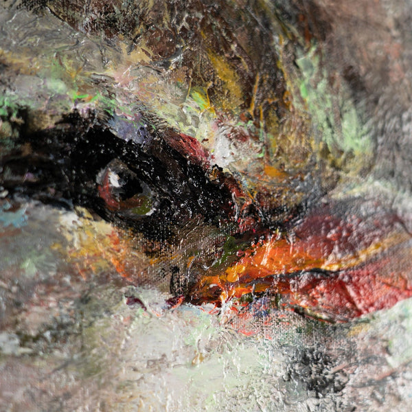 Gemälde „Vogelfamilie“ – horizontale Texturkomposition