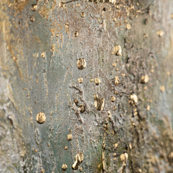 Gemälde „Melodie der Einsamkeit“ vertikales Strukturwerk mit goldenem Baum
