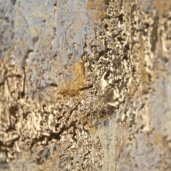 Gemälde "Goldene Stille" horizontale Abstraktion mit metallischem Glanz