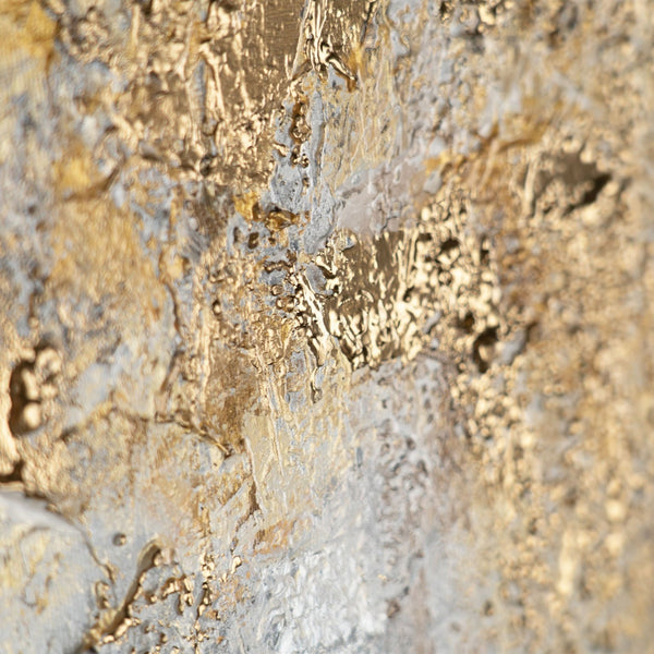 Gemälde "Goldene Stille" horizontale Abstraktion mit metallischem Glanz
