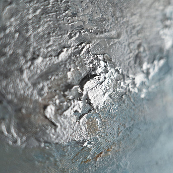Gemälde "Atem der Welle" horizontale Abstraktion in einer kalten Meerespalette