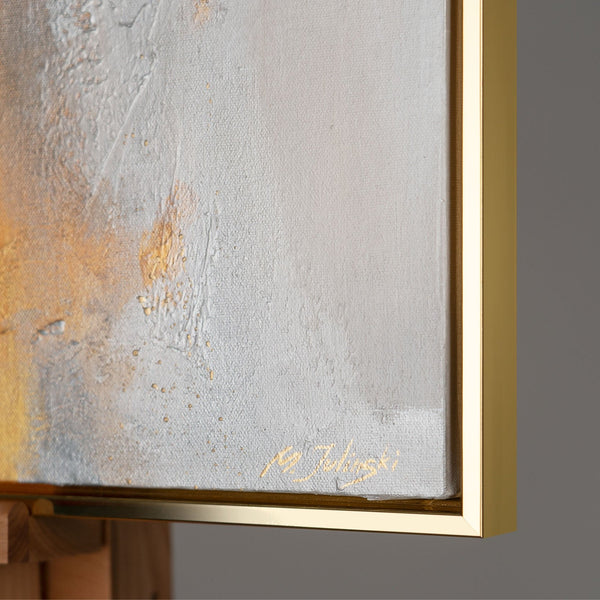 Gemälde "Licht in Bewegung" luxuriöse Abstraktion mit goldenem Akzent