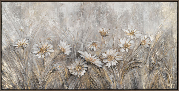 Das Gemälde "Silberne Gänseblümchen" exquisite botanische Ruhe