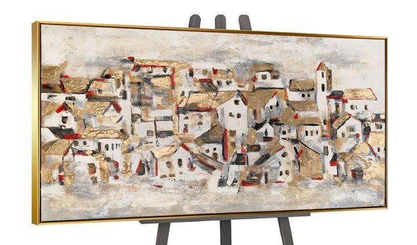 Gemälde „Bergstadt“ abstraktes Architekturmosaik