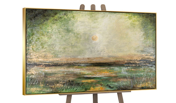 Gemälde "Nebel über dem Feld" Pastellabstraktion mit natürlicher Stimmung