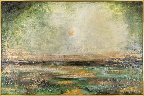 Gemälde "Nebel über dem Feld" Pastellabstraktion mit natürlicher Stimmung