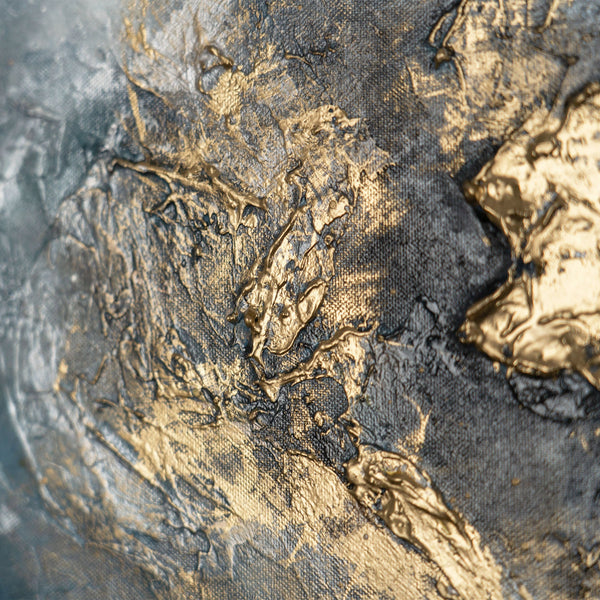 Gemälde „Wolke und Gold“ Abstraktion in rauchigen Himmelstönen.