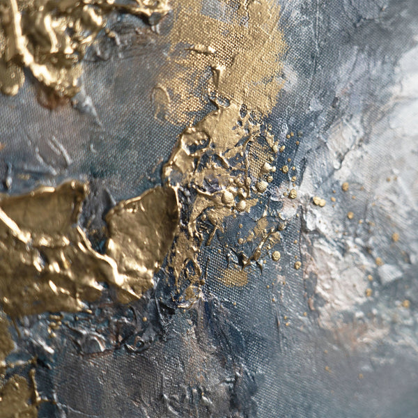 Gemälde „Wolke und Gold“ Abstraktion in rauchigen Himmelstönen.