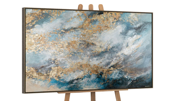 Gemälde „Gold der Wolken“  Abstraktion mit der Leichtigkeit des Himmels und dem Glanz von Metall.
