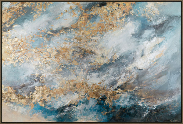 Gemälde „Gold der Wolken“  Abstraktion mit der Leichtigkeit des Himmels und dem Glanz von Metall.