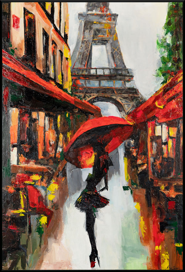 Gemälde "Spaziergang in Paris" romantische Geschichte mit dem Eiffelturm