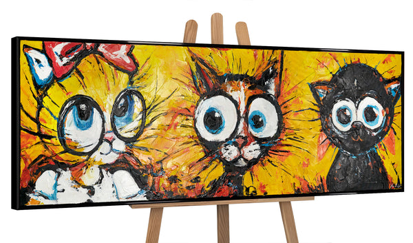 Gemälde "Drei Figuren" verspielte Abstraktion mit Katzen