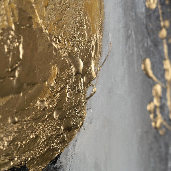 Gemälde „Goldener Vollmond“ Abstraktion mit der Atmosphäre von Nachtglühen.