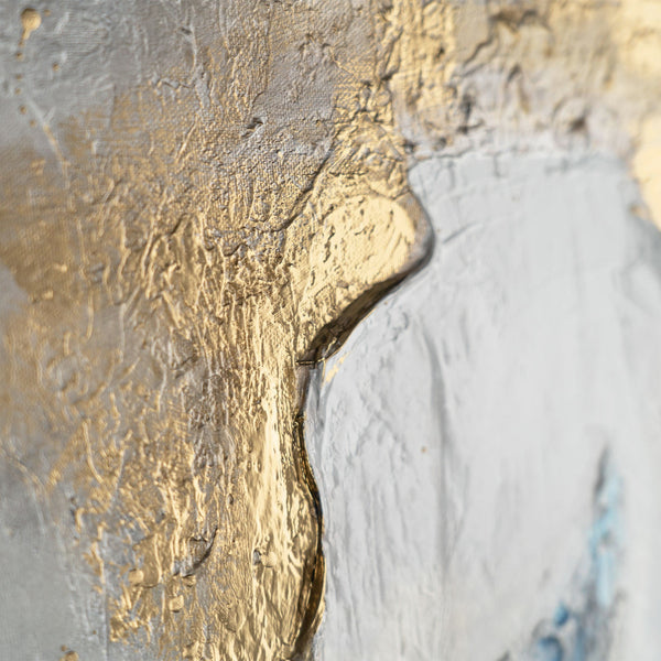 Gemälde "Tiefe der Reflexionen" Abstraktion in einer türkis-goldenen Palette
