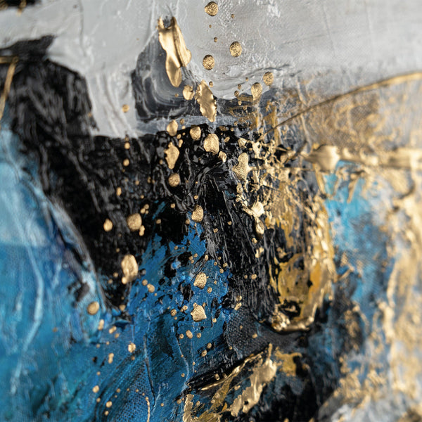 Gemälde "Tiefe der Reflexionen" Abstraktion in einer türkis-goldenen Palette