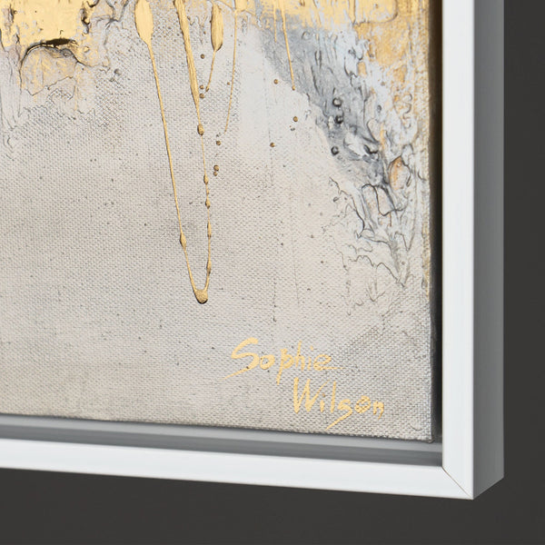 Gemälde "Tiefe der Reflexionen" Abstraktion in einer türkis-goldenen Palette