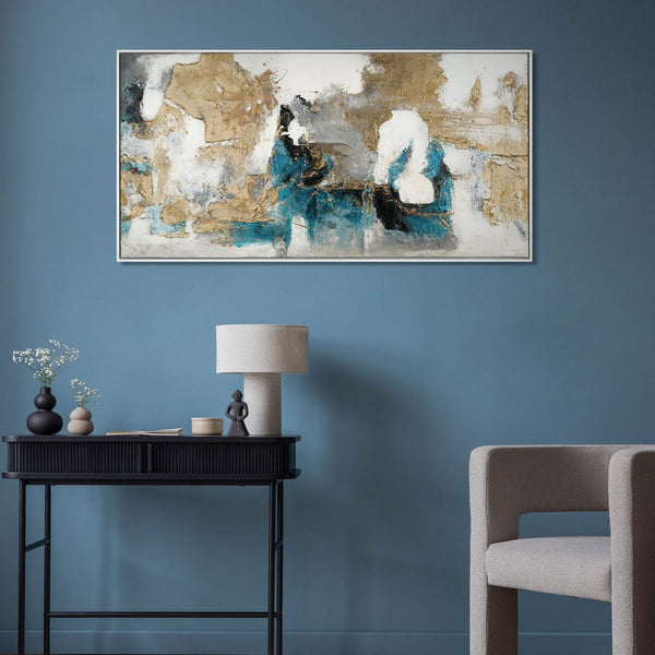 Gemälde "Tiefe der Reflexionen" Abstraktion in einer türkis-goldenen Palette