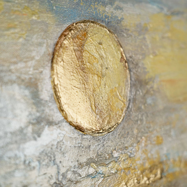 Gemälde "Goldener Himmel"abstrakte Meereslandschaft mit Sonne