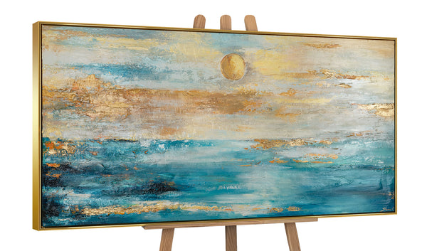 Gemälde "Goldener Himmel"abstrakte Meereslandschaft mit Sonne