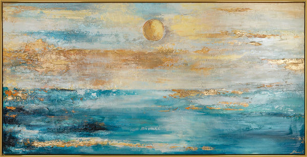 Gemälde "Goldener Himmel"abstrakte Meereslandschaft mit Sonne
