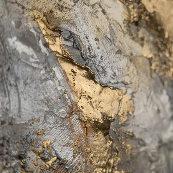 Gemälde „Morphologie des Lichts“ Abstraktion in Gold und Nebel